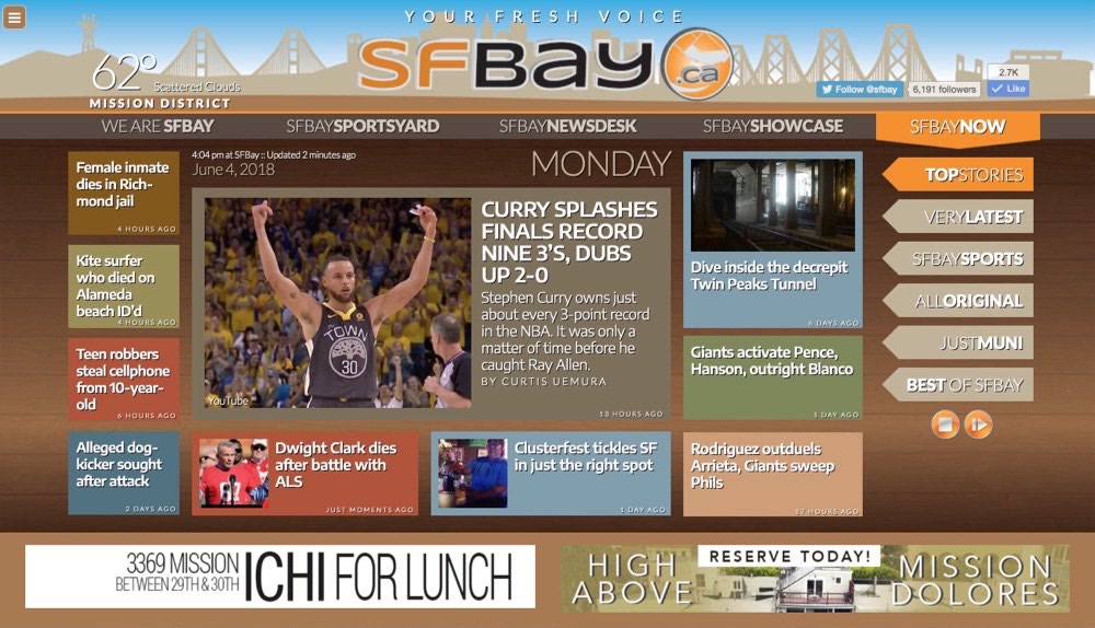 SFBay home page in 2018